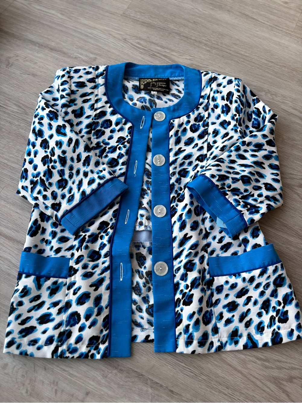 🇨🇦Blue Leopard Print Jacket S Petite - Picture 3 of 5